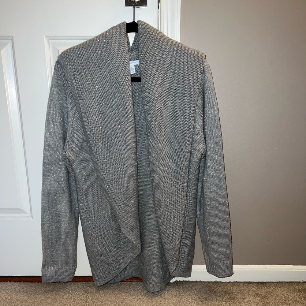 Womens Gray and Shiny Cardigan